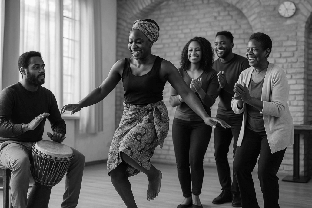 Danse traditionnelle africaine en groupe